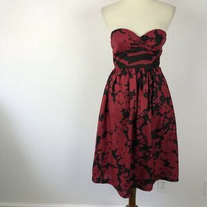 Tibi Vintage Dress Silk Wool Floral Print Fit Flare Strapless